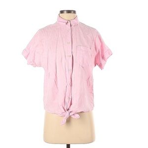 Madewell pink button down tie front top